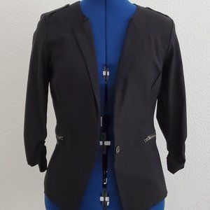 Charlotte Russe Womens Black Blazer Zipper Details